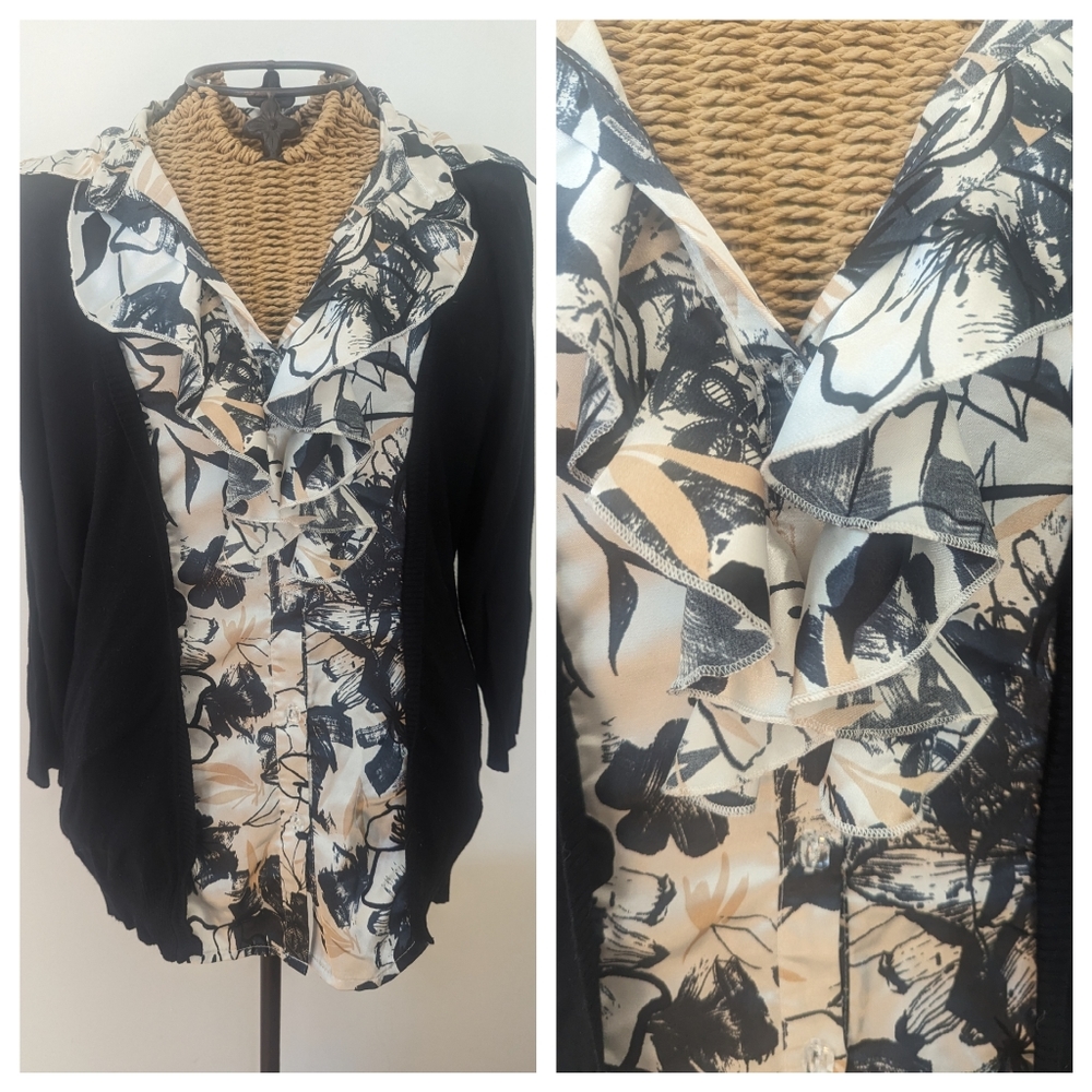 Dress Barn ruffle cardigan sweater M